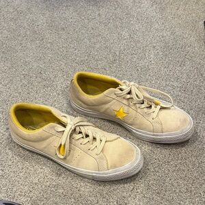 Converse one star Tan Sneakers with Yellow Highlights